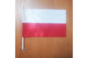 Polska flaga dla samochodu wykonana z atlasu 13cm * 22cm