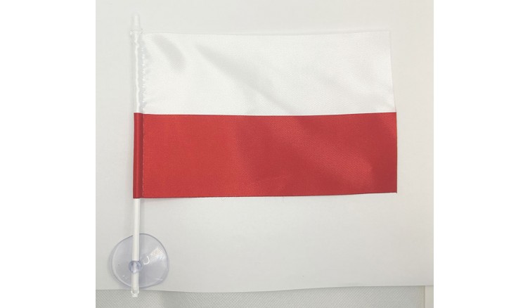 Polska flaga dla samochodu wykonana z poliesteru 13cm * 22cm